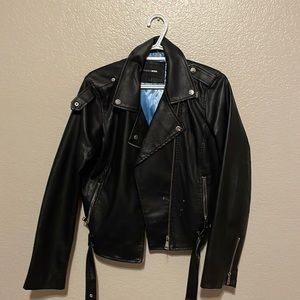 Fashion nova fake leather jacket with belt